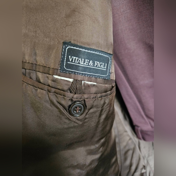 Vintage Vitale & Figli men's wool suit sz 38L plum - Picture 3 of 5